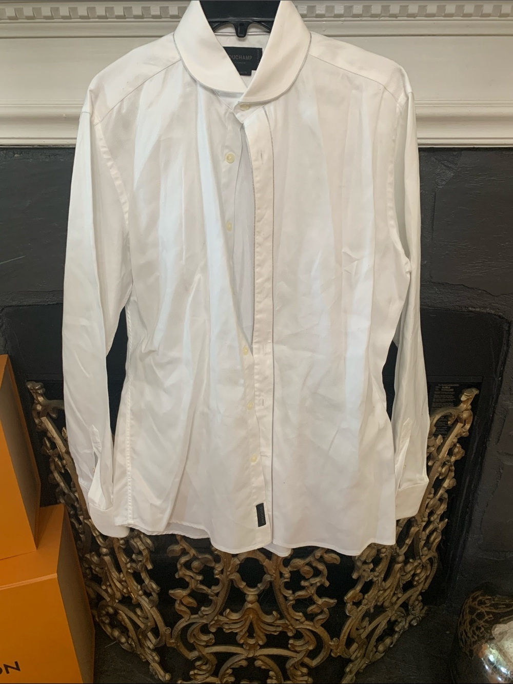 Duchamp White Men's Dress Shirt with Rounded Collar Taylored Fit